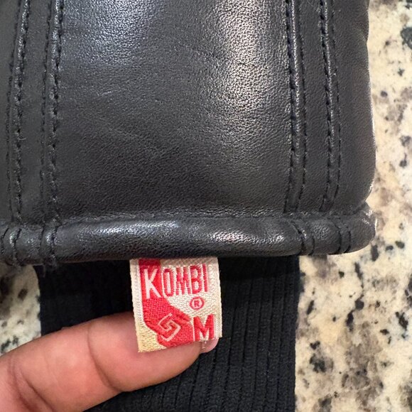 Vtg Kombi Leather Mittens Unisex Medium Black Insulated Wrist Cuff Ski Snowboard - Picture 8 of 9